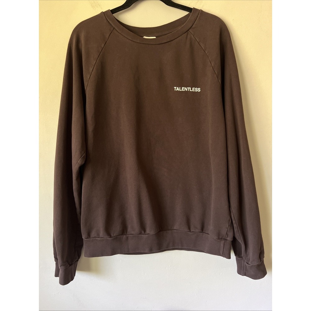 TALENTLESS Crewneck Sweatshirt in Brown Logo Size M Brown Fall Fit